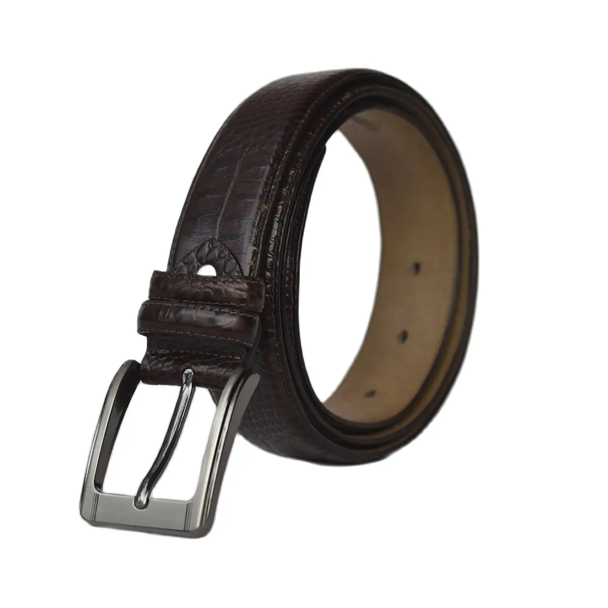 Picture of Pure Leather Belt for Man with crocodile pattern Brown - Brown,One size fits all
