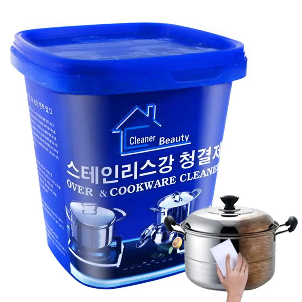 Picture of Powerful Stainless Steel Cookware Cleaning Paste Multi-purpose Household Kitchen Cleaner Washing Pot Bottom - Multicolor