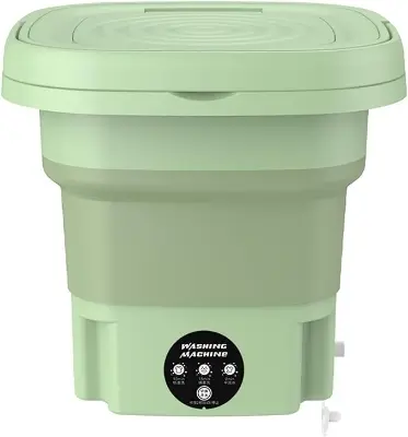 Picture of Portable Washing Machine 6.5L/8L Foldable Mini Washer with 3 Cleaning Modes Half Automatic Washing Machine for Baby Clothes, Underwear or Small Items, Dorm, Camping Green - Multicolor