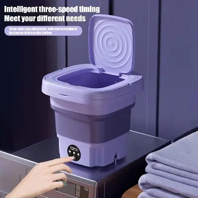 Picture of Portable Washing Machine 6.5L/8L Foldable Mini Washer with 3 Cleaning Modes Half Automatic Washing Machine for Baby Clothes, Underwear or Small Items, Dorm, Camping Green - Multicolor