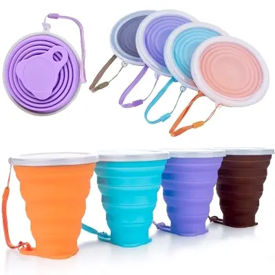 Picture of Portable Foldable Collapsible outdoor Travel Silicone Coffee Cup with cover folding water - Coffee Mug - Coffee Mug - Multicolor