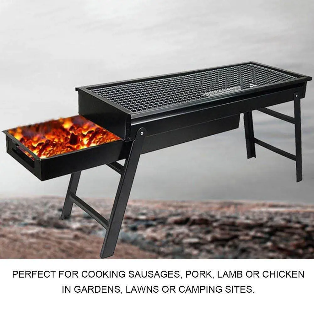 Picture of Portable BBQ Charcoal Barbecue Grill Machine - 24 Inch - Black - Black
