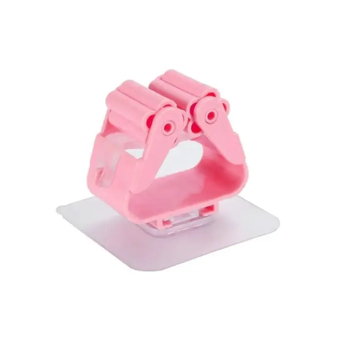 Picture of Plastic Mop Holder and Broom Holder Wall Mounted Self Adhesive Broom Stick Holder, Anti-Slip Broom Organizer, Multifunction Mop & Broom Stand for Kitchen, Bathroom - Multicolor