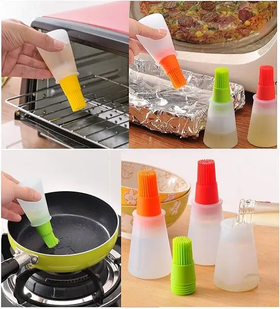 Picture of Oil Bottle with Silicone Brush Grill Barbecue Pastry Oil Sauce Bottle - Multicolor