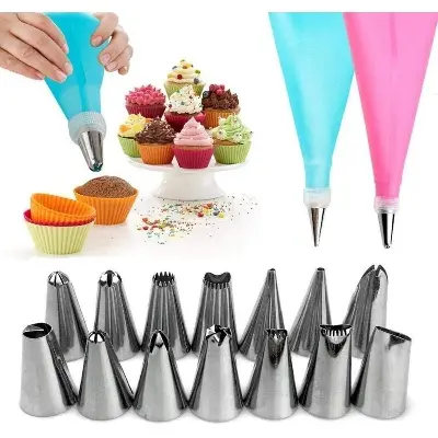 Picture of Nozzle Set Cake Decoration (15 pis) - Silver
