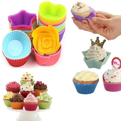 Picture of New 6 pcs Silicone Cake Cupcake Cup Cake Tool Bakeware Baking Silicone Mold Cupcake and Muffin Cupcake for DIY by Random Color