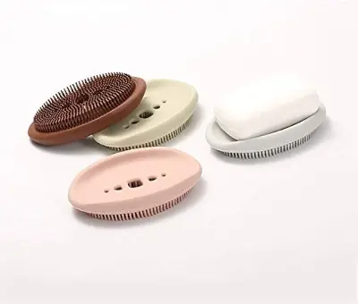 Picture of Multifunctional Silicone Soap Box With Brush Kitchen Bathroom Cleaning Brush Soap - Multicolor