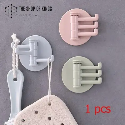 Picture of Multifunctional Rotatable Seamless Adhesive Hanger Powerful 3 Branch Wall Stick Hooks 1 Pcs - Multicolor