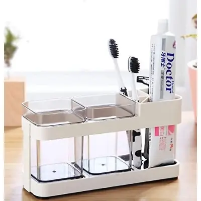 Picture of Toothbrush Holder Automatic Toothbrush Dispenser Holder Electric Toothbrush Storage Box Bathroom - Off White