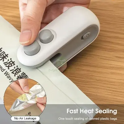 Picture of Mini Bag Sealer, Handheld Heat Vacuum Sealer, 2 in 1 Heat Sealer and Cutter with Cutter, Rechargable Portable Bag Resealer Machine - Multicolor