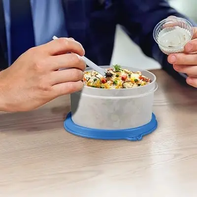 Picture of MILTON Softline Foodie Tiffin Insulated Lunch Box, Set of 3, (280 ml Each), Blue | Leak Proof | Microwave Safe - Multicolor