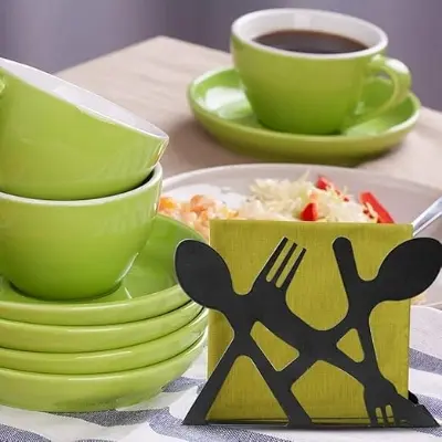 Picture of Metal Table Tissue Paper Holder with 1 Pack of Tissue Paper, Tabletop Paper Napkin Holder - Black