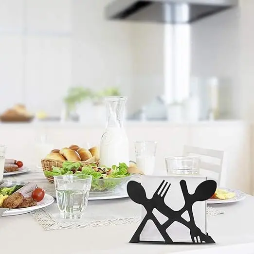 Picture of Metal Table Tissue Paper Holder with 1 Pack of Tissue Paper, Tabletop Paper Napkin Holder - Black