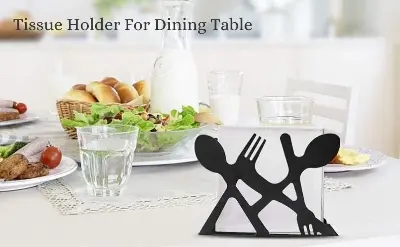 Picture of Metal Table Tissue Paper Holder with 1 Pack of Tissue Paper, Tabletop Paper Napkin Holder - Black