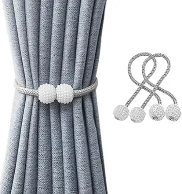 Picture of Magnetic Curtain Tiebacks, 2pcs Curtain Tie Backs Curtain Clips Rope Holdbacks Curtain Holder Buckles For Home Office hotel Window - Multicolor