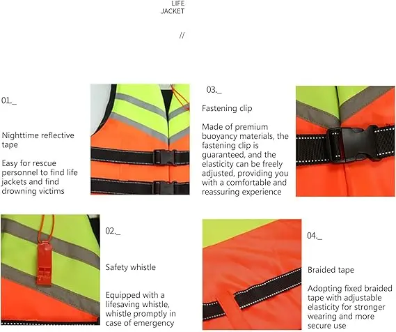 Picture of M size Life Jacket For Kids// High Quality Life Vest for Children for Swimming// Safety and Rowing// Life Jacket - Multicolor