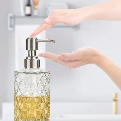 Picture of Liquid Soap Dispenser330MLDetergent Lotion Pump BottleBathroom Round Shampoo Foam Dispensers Glass - Multicolor