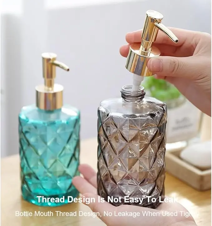 Picture of Liquid Soap Dispenser330MLDetergent Lotion Pump BottleBathroom Round Shampoo Foam Dispensers Glass - Multicolor