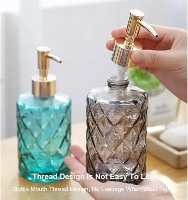 Picture of Liquid Soap Dispenser330MLDetergent Lotion Pump BottleBathroom Round Shampoo Foam Dispensers Glass - Multicolor