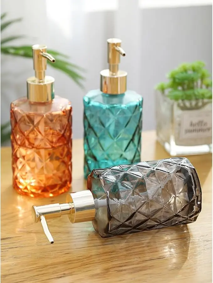 Picture of Liquid Soap Dispenser330MLDetergent Lotion Pump BottleBathroom Round Shampoo Foam Dispensers Glass - Multicolor