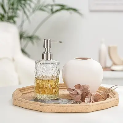 Picture of Liquid Soap Dispenser330MLDetergent Lotion Pump BottleBathroom Round Shampoo Foam Dispensers Glass - Multicolor