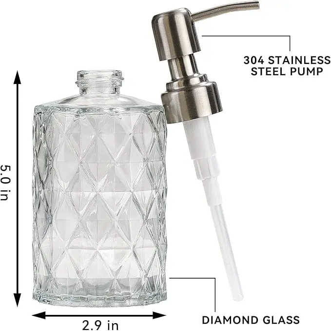 Picture of Liquid Soap Dispenser330MLDetergent Lotion Pump BottleBathroom Round Shampoo Foam Dispensers Glass - Multicolor