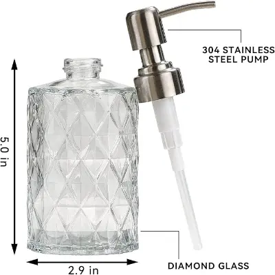 Picture of Liquid Soap Dispenser330MLDetergent Lotion Pump BottleBathroom Round Shampoo Foam Dispensers Glass - Multicolor