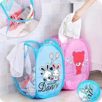 Picture of Laundry Clothes Storage Baskets, Foldable Mesh Basket for Easy Open, Basket for College or Dorm Clothes
