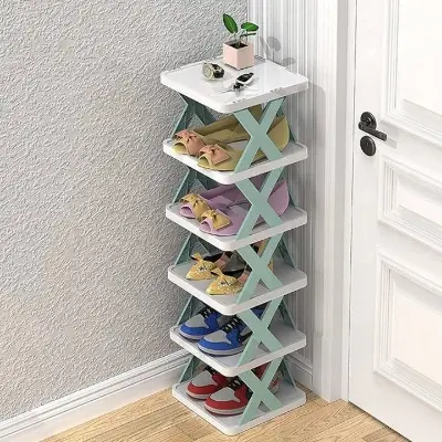 Picture of Large Size Multilayer Shoe Rack- 5 Layer Shoe Shelf Removable Shoe Cabinet With Extra X Stand (1pcs) - Multicolor