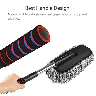 Picture of Large Microfiber Telescoping Car Wash Body Duster Brush Dirt Dust Mop Cleaning Tool Dusting Mops Dusters - Multicolor