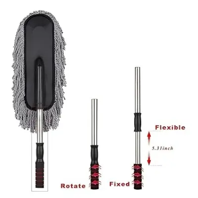 Picture of Large Microfiber Telescoping Car Wash Body Duster Brush Dirt Dust Mop Cleaning Tool Dusting Mops Dusters - Multicolor