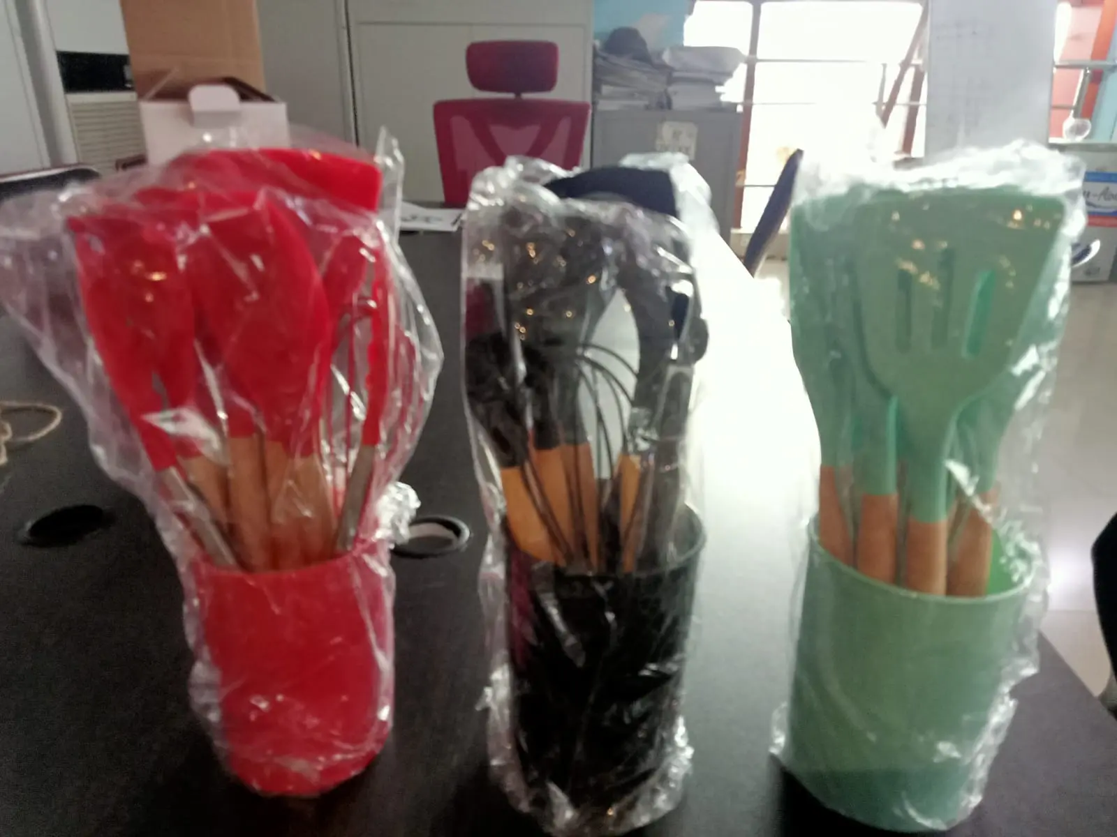 Picture of Kitchen Utensil Set, 12 Piece Silicone Cooking Spoon Set, Kitchen Utensils Silicone Cookware Set of 12 with Heat Resistant Wooden Holder, Non-Stick Cooking Set - Multicolor