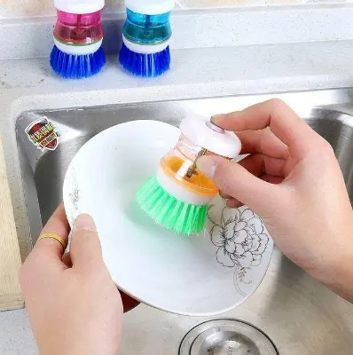 Picture of Kitchen Dispense Soap Water Dish Cleaning Brush - Multicolor