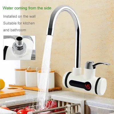 Picture of Instant Thankless Digital Electric Hot Water Tap For Any Wall Mount With Led Display - Multicolor