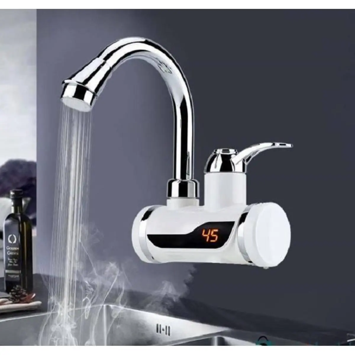 Picture of Instant Thankless Digital Electric Hot Water Tap For Any Wall Mount With Led Display - Multicolor