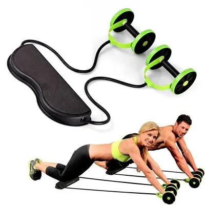Picture of Home Gym Revoflex Xtreme Pull Rope Plastic Waist Expander Spring Exerciser Abdominal Wheel - Green