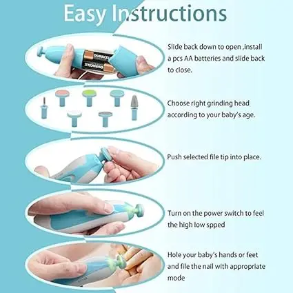 Picture of High Quality Electric Nail Trimmer Set for Newborn Baby | Baby Manicure Set - Multicolor