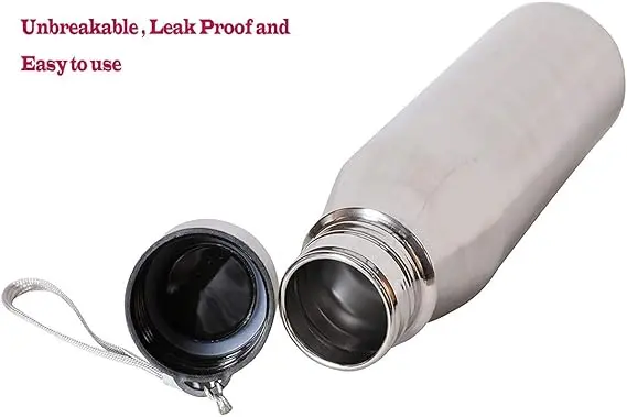 Picture of Helloworld 1 Pc 700Ml Stainless Steel Sports Water Bottle - Ideal For Sports Activities - On-The-Go Hydration - Silver