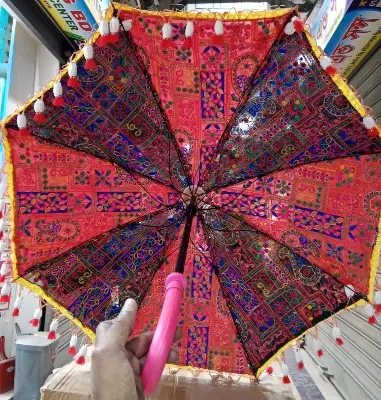 Picture of Handmade Sun Shade Garden Umbrellas-Embriodery Umbrella for Garden Table, Umbrella Outdoor Garden, Umbrellas - Multicolor