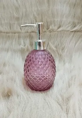 Picture of Glass Soap Dispenser with Rust Proof Pump, Refillable Liquid Hand Soap Dispenser for Bathroom, Premium Kitchen handwash Dispenser (Clear) Diamond Design - Multicolor