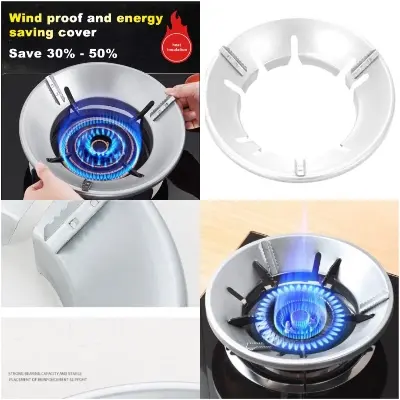 Picture of Gas Stove Cover Windproof Energy Saving High Efficiency Heat Insulator Pot Rack Holder Wind Gas Burner - Silver