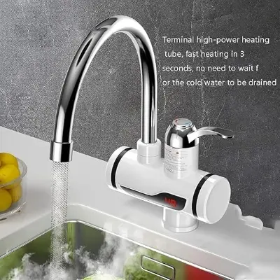 Picture of Electric Water Heater Faucet Hot Tap with Shower Home-Kitchen- Bathroom LED Temperature Electric Heating Tankless Water Heaters with Shower(3000W) (Water Heater Tap With Shower) - Multicolor
