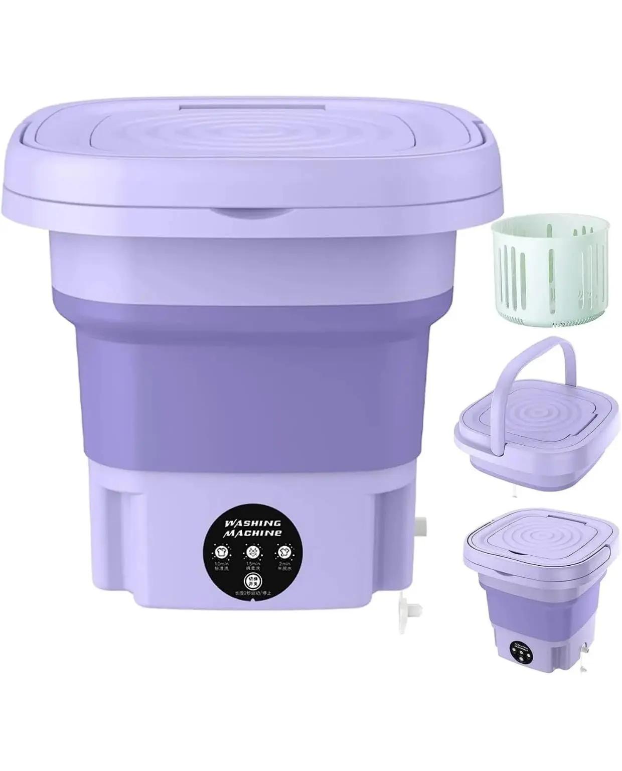 Picture of Foldable Washing Machine, 8L High Capacity Mini Washer, with 3 Modes Deep Cleaning,Half Automatic Small Washer - Multicolor