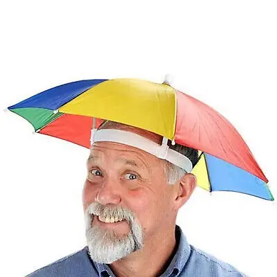 Picture of Foldable Head Umbrella Hat Anti-rain Sun Shade Fishing Cap for Outdoor Fishing Foldable Umbrella Cap Fishing Tools - Multicolor