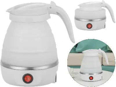 Picture of Foldable electric kettle for Traveling - White and Blue Foldable electric kettle for Traveling - White and Blue - White