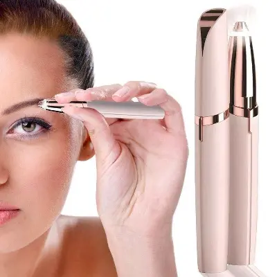 Picture of Finishing Touch Flawless Brows Eyebrow Hair Remover, Eyebrow Hair Remover, Electric Painless Eyebrow Trimmer Epilator for Women, Portable Eyebrow Hair Removal Razor with Light Finishing Touch Flawless Brows Eyebrow Hair Remover, Eyebrow Hair Remover, Elec - Gold