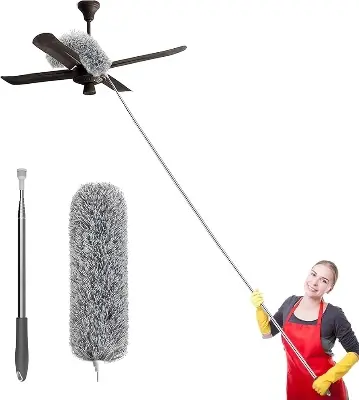 Picture of Fan Cleaner Brush with Long Rod Bendable extendable Duster for Home Cleaning, 100 inch Long Handle Microfiber Fan Cleaning mop - Multicolor