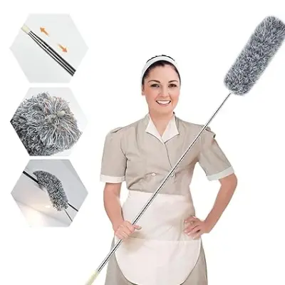 Picture of Fan Cleaner Brush with Long Rod Bendable extendable Duster for Home Cleaning, 100 inch Long Handle Microfiber Fan Cleaning mop - Multicolor