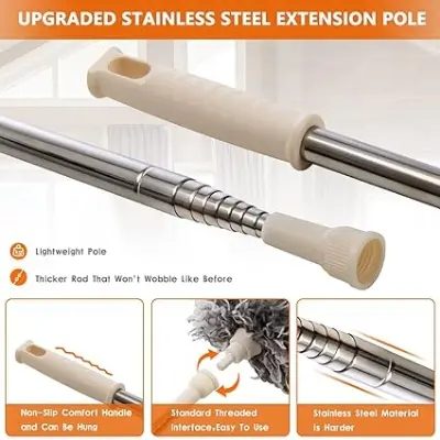 Picture of Fan Cleaner Brush with Long Rod Bendable extendable Duster for Home Cleaning, 100 inch Long Handle Microfiber Fan Cleaning mop - Multicolor