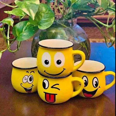 Picture of Emoji Ceramic Mugs Coffee Tea Water Milk Yellow Colors Cup Gift- 1 piece - Multicolor